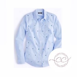 J. Crew Blue Striped Blouse